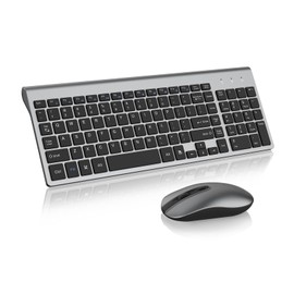 Wireless Keyboard and Mouse Combo, cimetech Compact Full Size Wireless Computer Keyboard and Mouse Set 2.4G Ultra-Thin Sleek Design for Windows, Computer, Desktop, PC, Notebook, Laptop - Grey