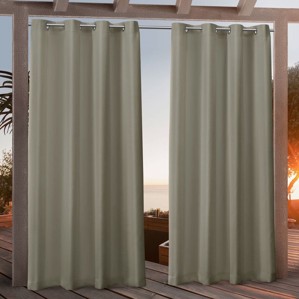 Nicole Miller Canvas Indoor/Outdoor Grommet Top Curtain Panel, 54"x96", Khaki, Set of 2