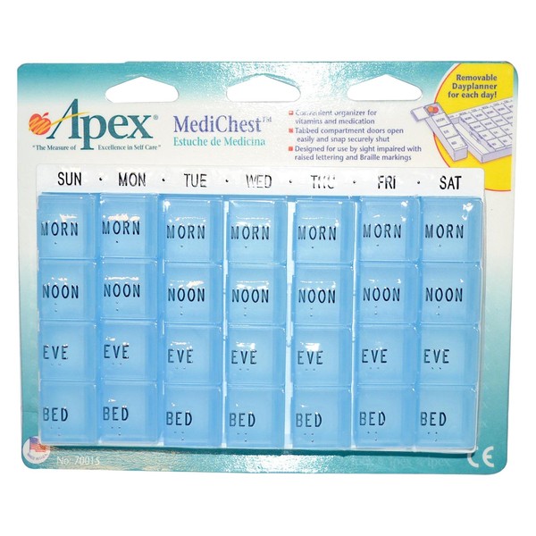 Pill Box Apex Medi Chest Pill Organizer 70015, for Vitamins and Medication, 1 Ea.