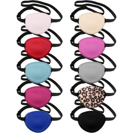 SATINIOR 10 Pieces Eye Patches Medical Adjustable Amblyopia Lazy Single Eye Patch Halloween for Left or Right Pink Black Eyes Silk Soft Single Pirate Costume for Adults Women Kids Girls Men, 10 Colors
