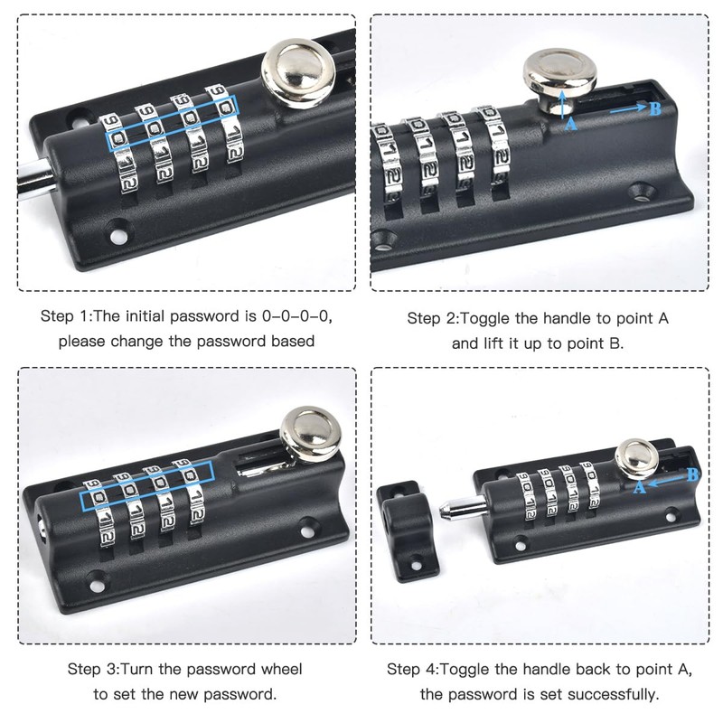 Combination Bolt Lock, Lock Combination Locking Bolt 4 Digit Sliding