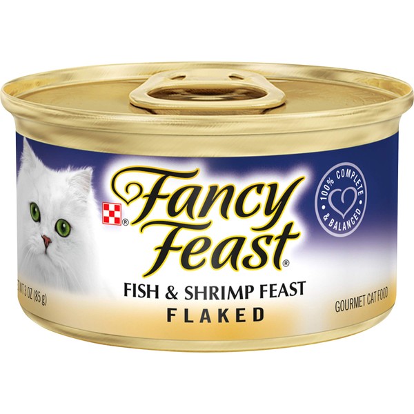 Purina Fancy Feast Wet Cat Food, Flaked Fish & Shrimp Feast - 3 oz. Can (Pack of 24)