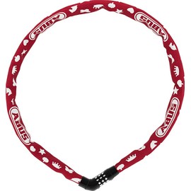 ABUS Steel-O-Chain 4804C Symbols chain lock - Combination lock for children's bikes - ABUS security level 3 - 75 cm - Red