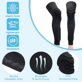 PATIKIL L Knee Calf Pads, 2 Pack Knee Braces Pad Compression Leg Sleeve Protective Calf Shin Guard for Youth Adults Football Basketball Baseball, Blac