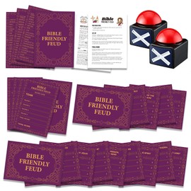 BEUFSE Bible Friendly Feud Game with 2 Buzzers Set, Bible Game Supplies Set, Church Feud Quiz, Games for Church Group - BISC006B