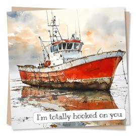 Birthday Card or Anniversary Card for Special Someone - For Fishing or Nature Lover - Hooked on You - For Wife, Husband, Girlfriend, Boyfriend, Lover - Happy Birthday, Happy Anniversary