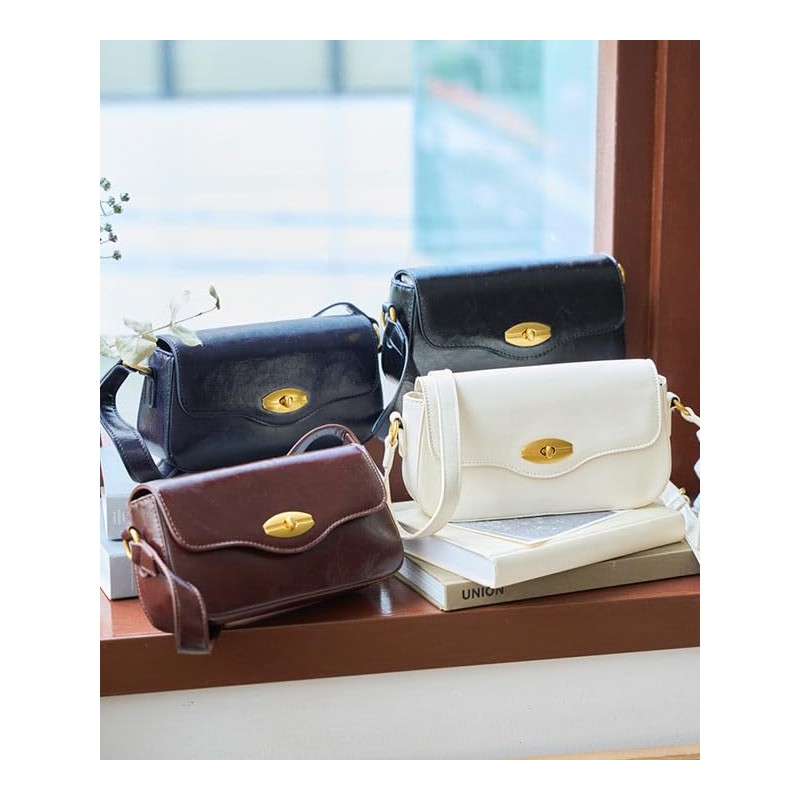 [神戸レタス] ショルダーバッグ ターンロック ワンハンドルバッグ レディース カバン フェイクレザー ミニバッグ [B1627] M