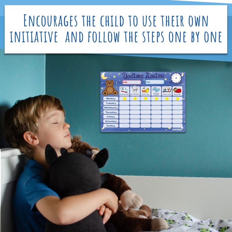 Amonev Magnetic Bedtime Routine Chart Reward Chart and Sleep Training