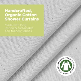 Bean Products Organic Cotton Stall Shower Curtain (White), [54" x 74"] | All Natural Materials | Works with Tub, Bath and Stall Showers