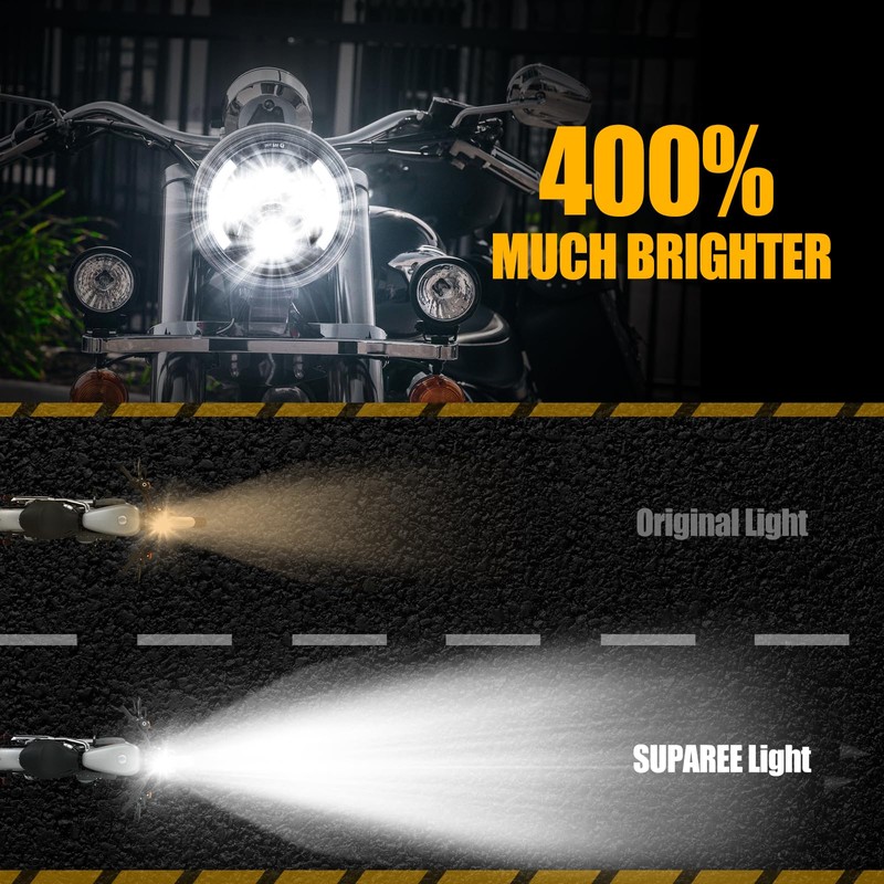 SUPAREE 7 Inch LED Motorcycle Headlight with Turn Signal: Black