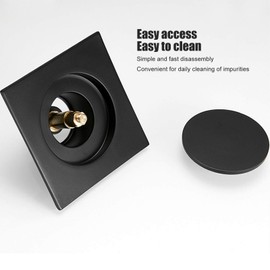 Ejoyous Floor Drain Shower Drain, Square Bathroom Drain Large Floor Water Filter Drainer, for Kitchen Bathroom Washroom Garage Basement Toilet 10 x 10cm(Black floor drain)