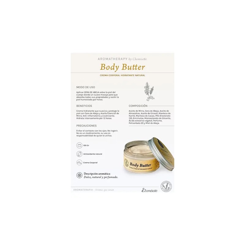 Body Butter Crema Corporal Ultra Hidratante Mirra Cera Abeja