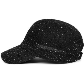 styleBREAKER Women's Summer Baseball Cap Woven with Sequins, Airy Baseball Cap with Metal Buckle, Adjustable, Plain Peaked Cap for Beach and Leisure, black, Unit size