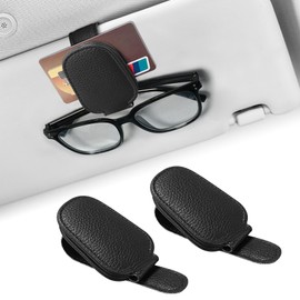 RGOAANC 2PCS Sunglasses Holders for Car Visor, Car Sun Visor Clips, Magnetic Glasses Holder and Ticket Card Clip, Car Accessories Eyeglass Holder Suitable for Different Size Eyeglasses (Black)