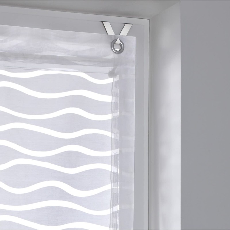 Enya White Roman Blind Eyelet Roller Blind with Wave Pattern