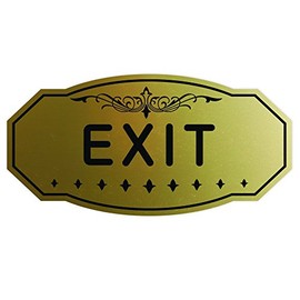 EXIT Victorian Door/Wall Sign (Brushed Gold) - Large 5" x 10"