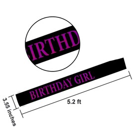 Birthday Headpiece Girl Tiara Headband Birthday Satin Sash for Party Decorations Supplies (Purple)