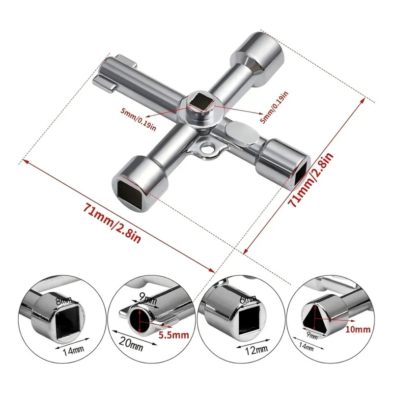 Llave Para Tablero/gabin Eléctrico Universal Metalica 6 En 1