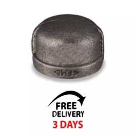 Unbranded LOT OF (10) 1/8"CAP BLACK MALLEABLE IRON PIPE FITTINGS THREADED PLUMBING