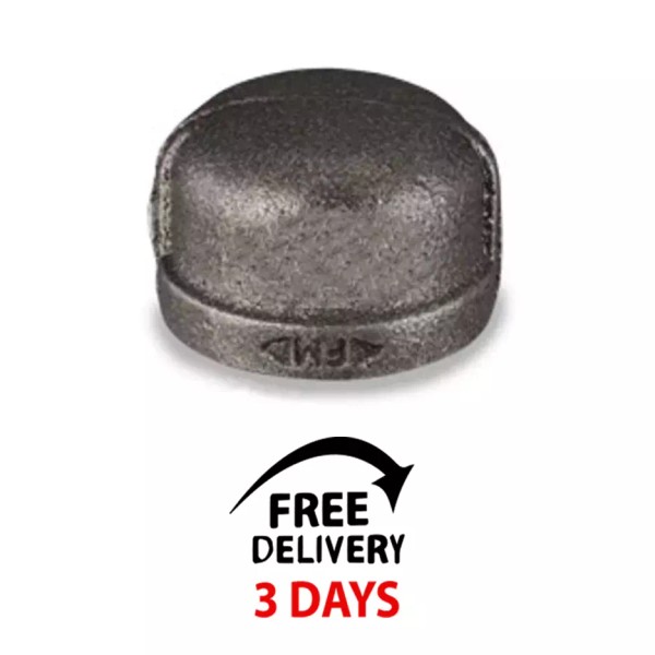 Unbranded LOT OF (10) 1/8"CAP BLACK MALLEABLE IRON PIPE FITTINGS