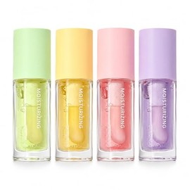 Juego de 4 aceites labiales de sabor hidratante transparente con bálsamo labial hidratante de larga duración y no pegajoso para labios secos para mujeres