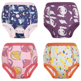 MooMoo Baby Absorbent Training Underwear 4 Packs Toddler Potty Training Pants for Boys and Girls-Cotton 8T