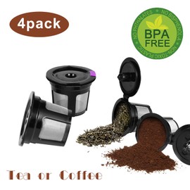 Reusable K Cups for Keurig,4 Pack Universal Fit Reusable Coffee Filters with Food Grade Stainless Steel Mesh Eco-Friendly Coffee Pods,for Keurig 1.0 and 2.0 Brewers
