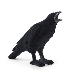 K & K Interiors Black Velvet Flocked Resin Crow 16.5" 42357C