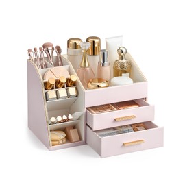 Lolalet Estuche de Exhibición para Cosméticos  Makeup Organizer with Drawers Cuero PU Exhibidor Organizador sobre Tocador Gabinete Cuarto de Baño...  