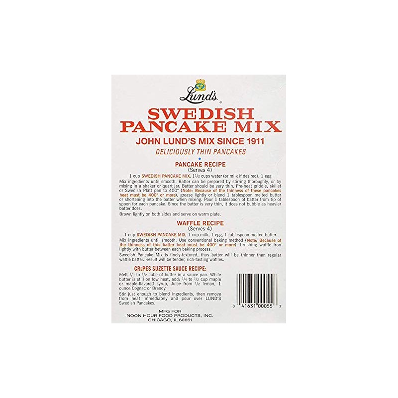 Lunds Pancake Mix, Swedish, 12 Ounce (3)