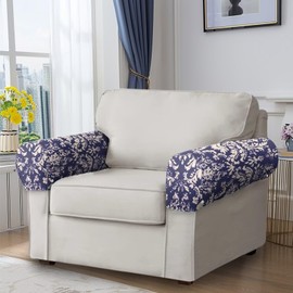 Qehuruxo Floral Patterns Stretch Sofa Armrest Covers Arm Covers for Chairs Anti-Slip Couch Armrest Covers with Twist Pins Furniture Armrest Protector for Sofa Couch Chair Recliner