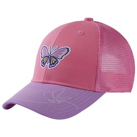 Bassdash Kids Cap Baseball Cap Mesh Cap Outdoor Hat Boys Girls (4 Years + Kids), purple/pink