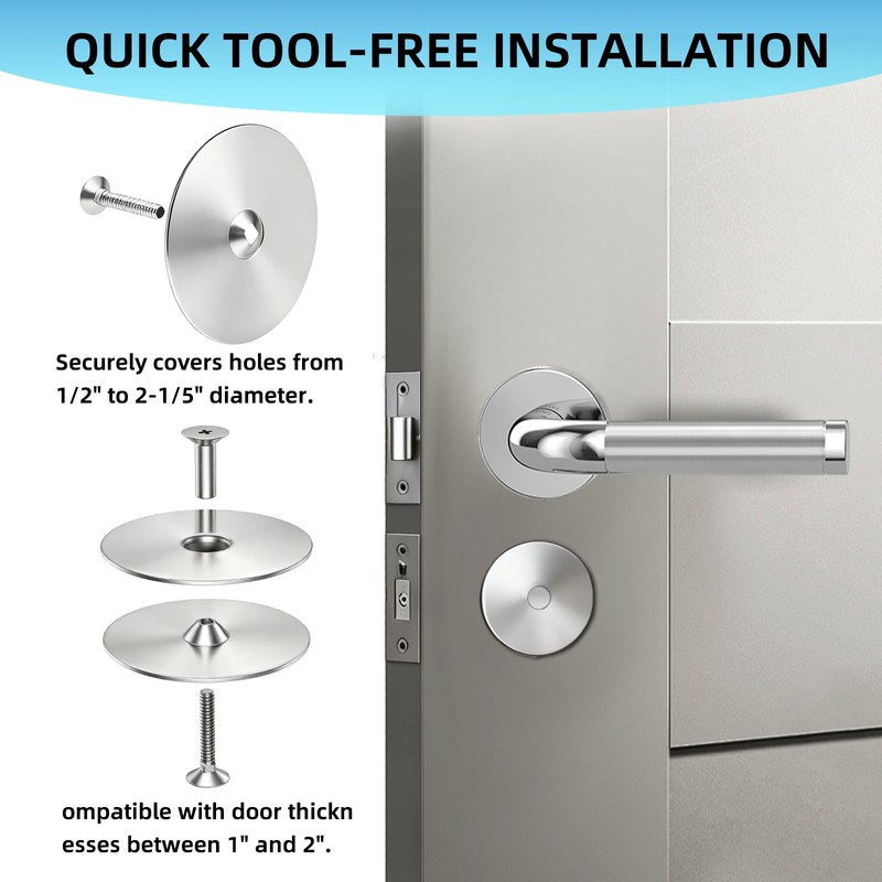 2 Set Door Hole Cover Plate 2-5/8" Deadbolt Cover Plate,
