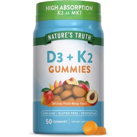 Vitamin D3 K2 Gummies | 50 Count | Vegetarian, Non-GMO | by Nature's Truth