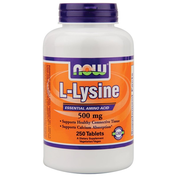 Now Foods L-Lysine 500 mg - 250 Tabs 2 Pack