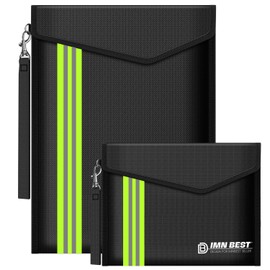 ImnBest Pack of 2 Fireproof and Waterproof Bag, Fireproof Wallet Briefcase for A4 Document Bag, Passport Money Valuables. (Black 2)