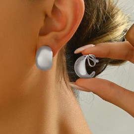 Clip on Earrings for Women Chunky Gold/Silver Earrings Non Piercing Chunky Ear Cuff Gold Statement Earrings Trendy Jewelry for Women 2025