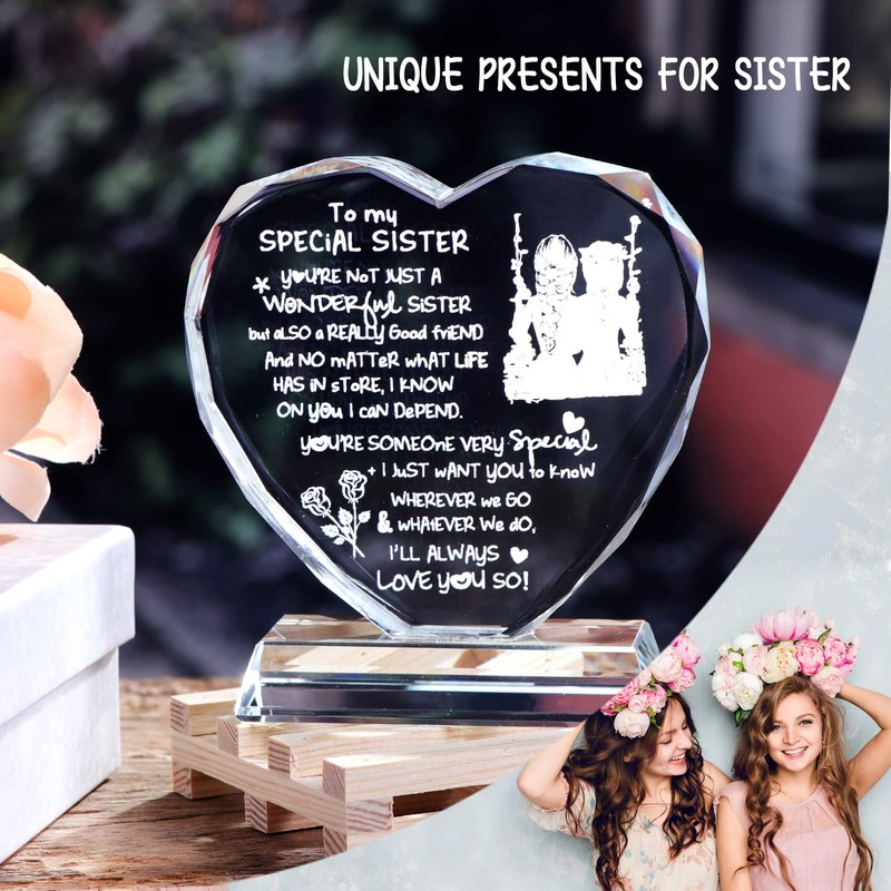 Movdyka Glass Gifts for Sister from Sister on Her Birthday,