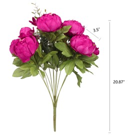 Duovlo Springs Flowers Artificial Silk Peony Bouquets Wedding Home Decoration,Pack of 1 (Spring Hot Pink)