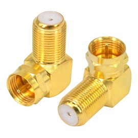 BOOBRIE F Type Conversion Plug L-Shaped F Male to F Female Screw Type 90 Degree Right Angle TV Antenna Coaxial Coupler Gold Plated Extension Relay Plug Relay Plug for Terrestrial Digital Wall TV