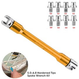 EIMSOAH Motorcycle Spoke Wrench Set, CNC Spanner Kit 5.0‑6.8 Length 93Mm/3.7In, Dirt Bike Spoke Spanner with Storage Box for Most Motorbike (B(Gold))