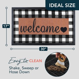 ubdyo Welcome Mat for Front Door Outside - Doormat Outdoor Entrance - Outdoor Mat - Welcome Mats Outdoor - Outdoor Door Mat - Large Outdoor Mats for Front Door, Outside Entry, 30x17 (Checkered)