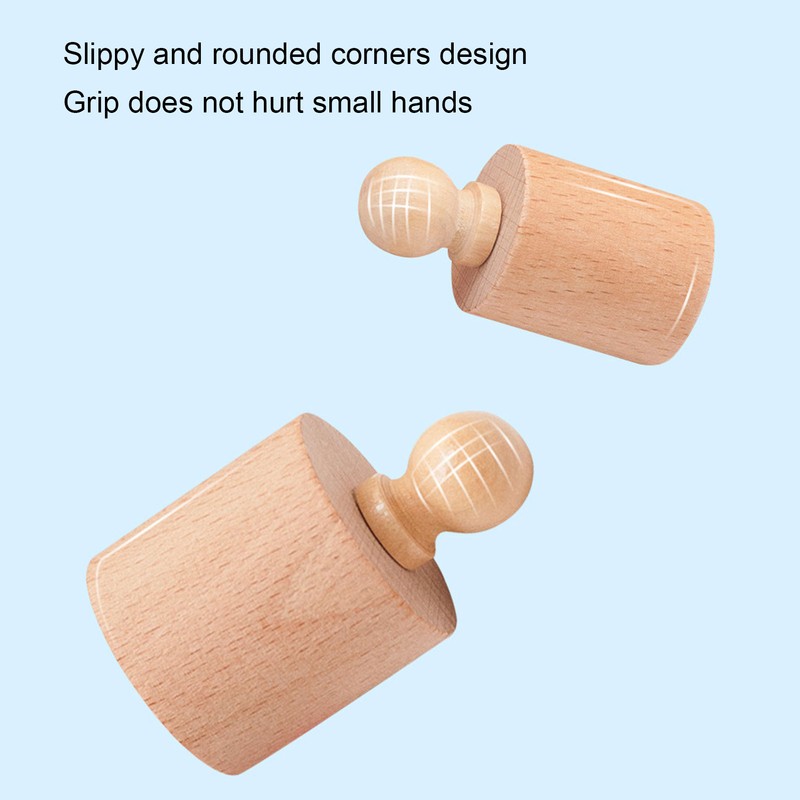 Cylinder Socket Toy Beech Wood Educational Knobbed Cylinders Blocks for