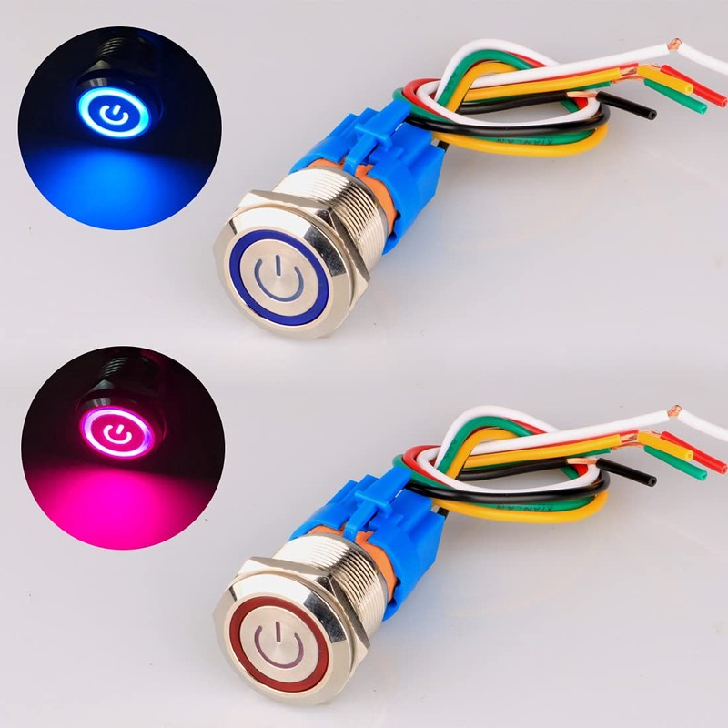 GUUZI Pack of 2 Locking Push Button Switch 1NO1NC Waterproof