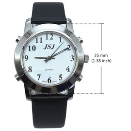 English Talking Watch for Blind People or Visually Impaired People or The Elderly with Alarm of Quartz, Leather Strap