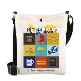 MYSOMY HIMYM TV Show Inspired Crossbody Bag Blue French Horn Yellow Umbrella Shoulder Bag Ted Mosby Fans Gift TV Show Gift (HIMYM CB2)