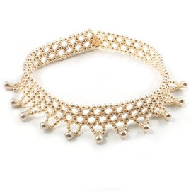 Avalaya Light Cream Charm Beaded Flex Choker Necklace/ 29cm L