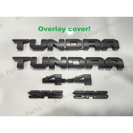Toyota 5PCS 2022+ TUNDRA "SR5" 4X4 Matte BLACKOUT EMBLEM BADGE OVERLAYS SET OEM