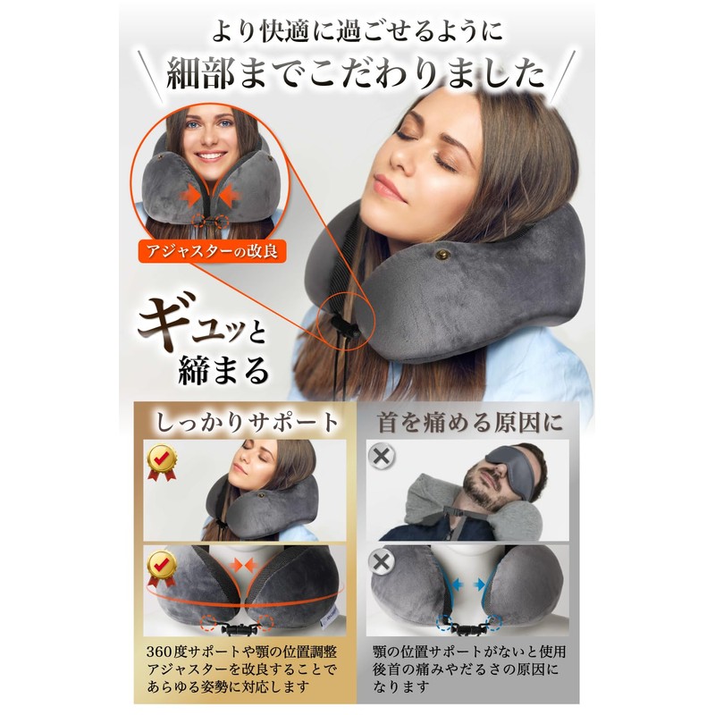 【Fits All Postures x Neck Fit Structure】 Neck Pillow for