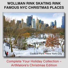Wollman Rink Central Park NYC Winter Magnet – Christmas Snow Scene Holiday Photo Keepsake – Large 3.5x2.5” Metal Fridge Magnet – New York City Skating Gift by ArtMalore